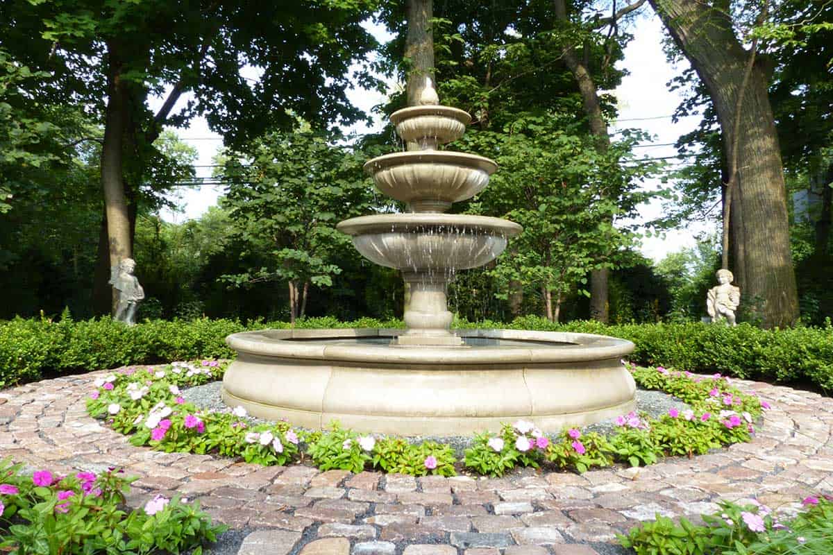 large multi-tier composite stone fountain