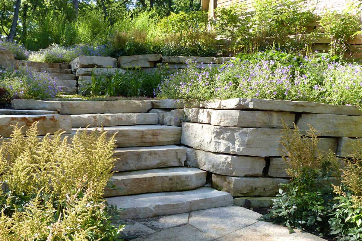 Outcropping Stone Terraces and Steps in Bull Valley IL