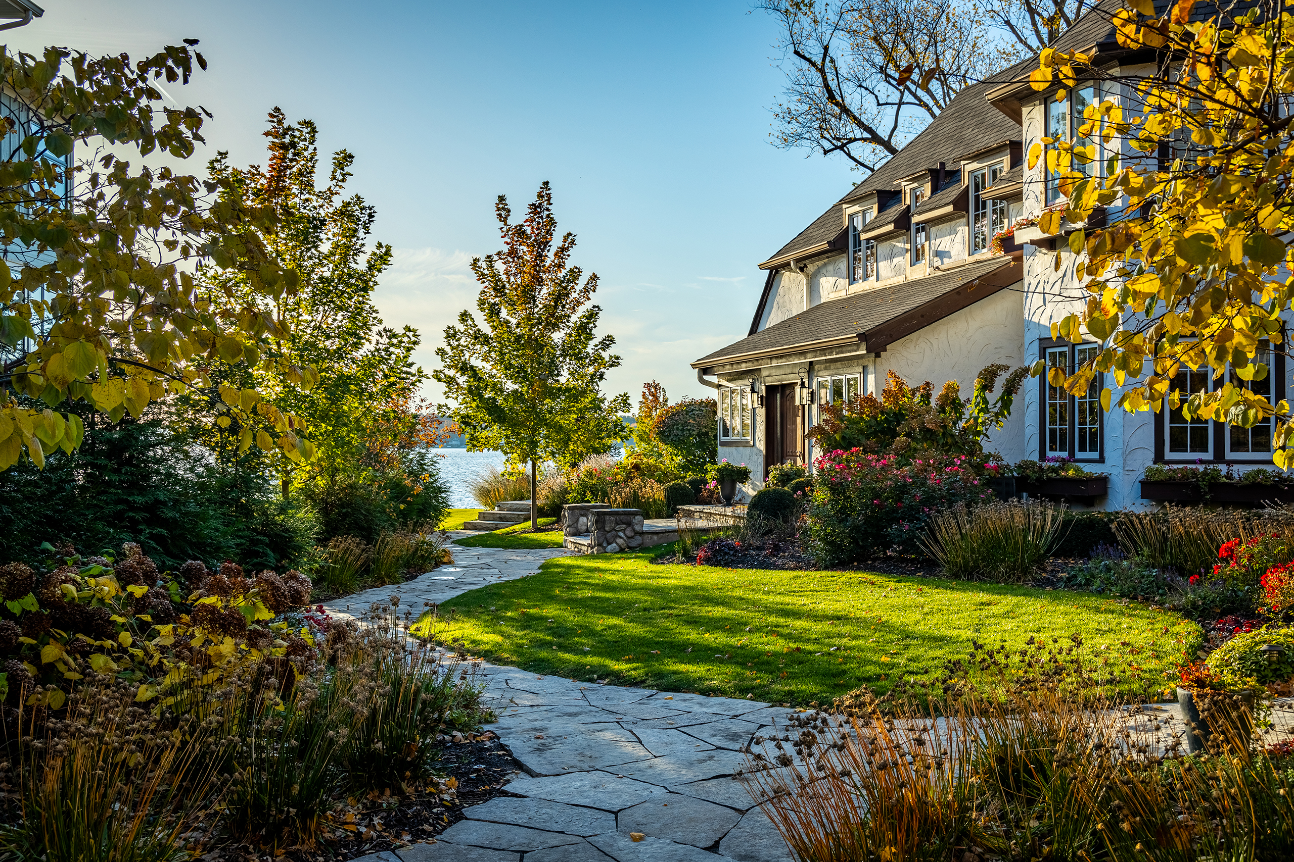 curved flagstone walkway