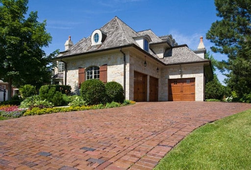 driveway made with red clay pavers