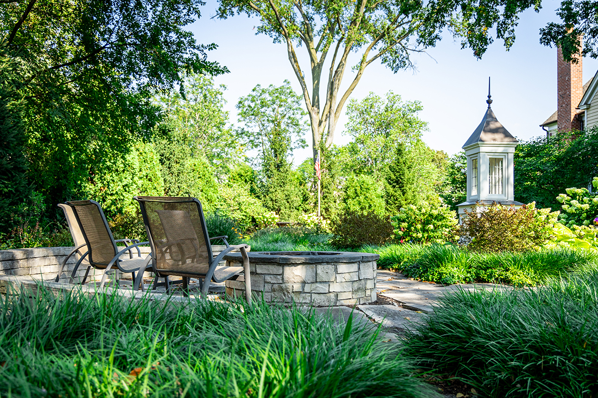 natural stone clad fire pit