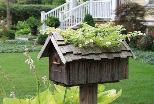 mailbox planter on post