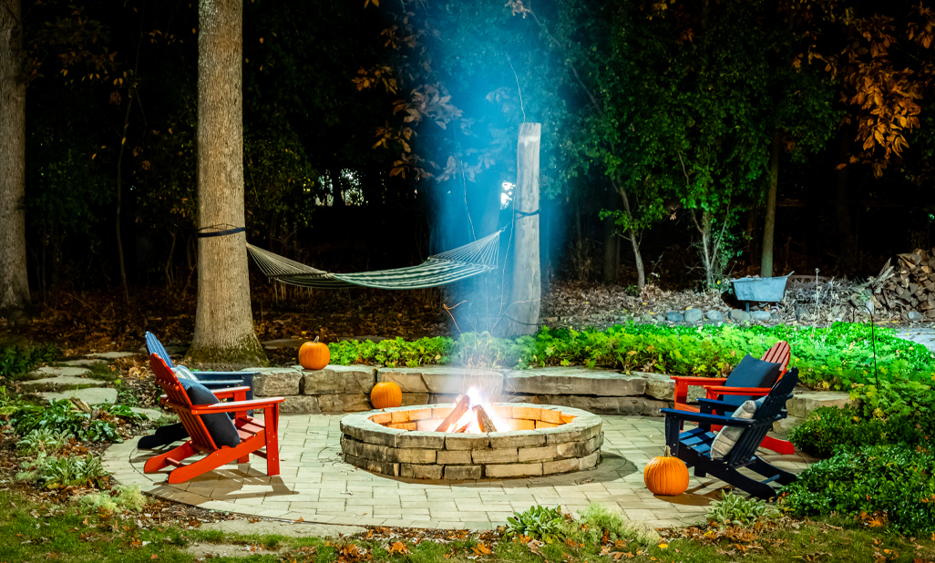 natural stacked stone firepit