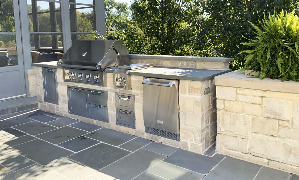 built-in stone grill